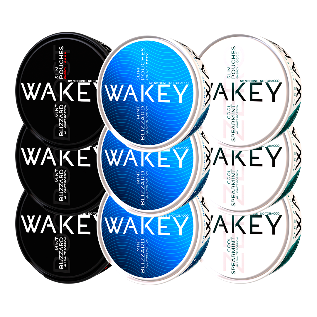 Fullstop Kit med Wakey Energy Pouches, nikotinfrie poser med og uden koffein, hjælper til det komplette snusstop