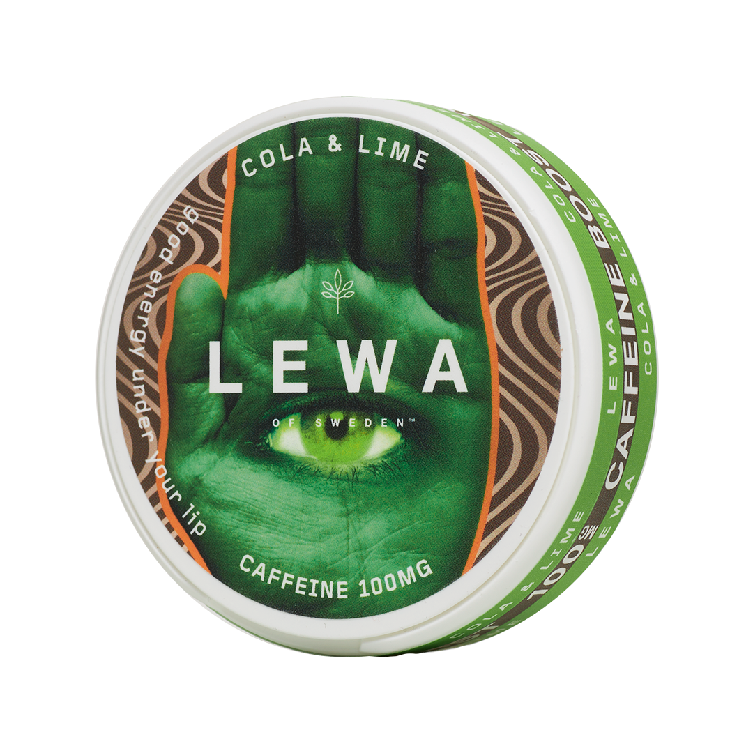Lewa of Sweden Cola og Lime Energy Pouches, nikotinfri snus med smagen af cola og lime, hjælper til snusstop