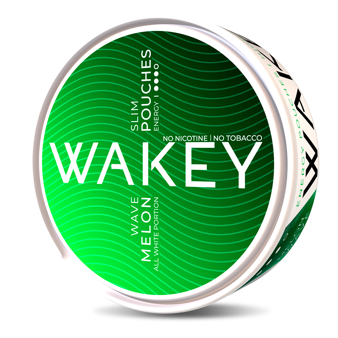 Wakey Energy Pouches, All White Slim nikotinfri snus med frugtig smag af vandmelon, hjælper til snusstop