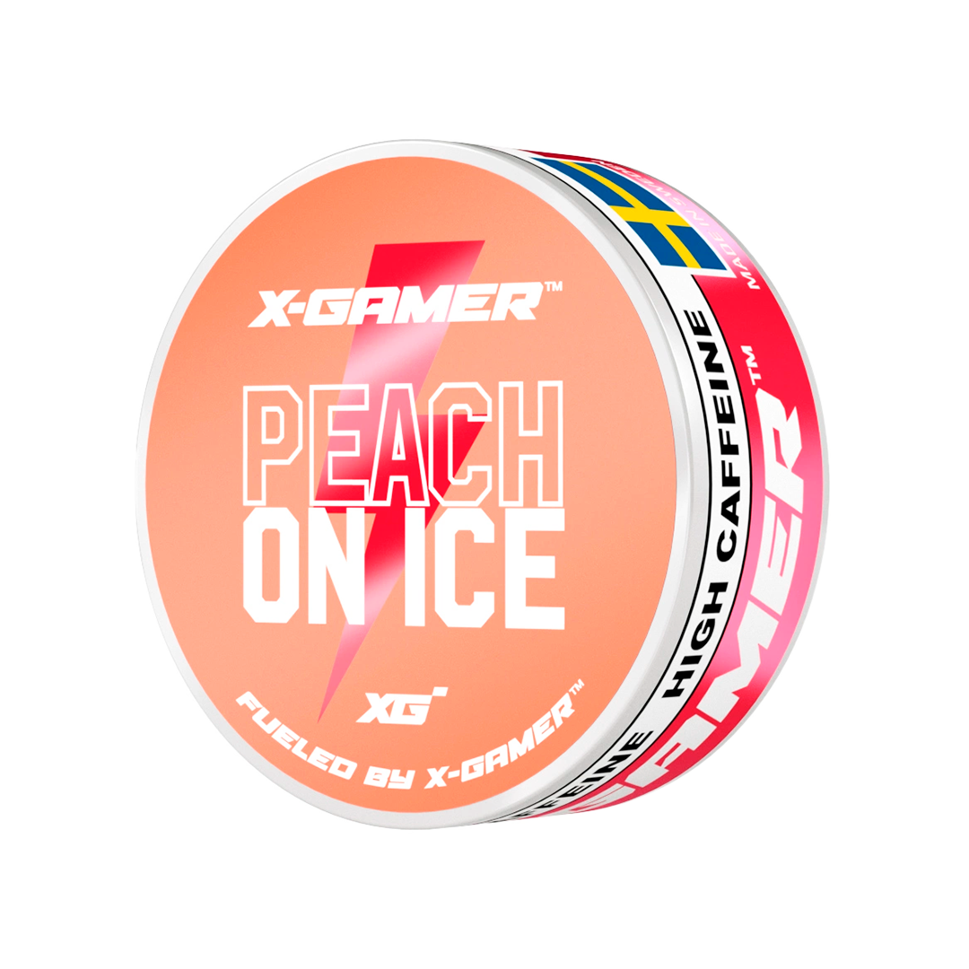 X-Gamer Peach On Ice Energy Pouches, nikotinfri snus med koffein som hjælper til snusstop