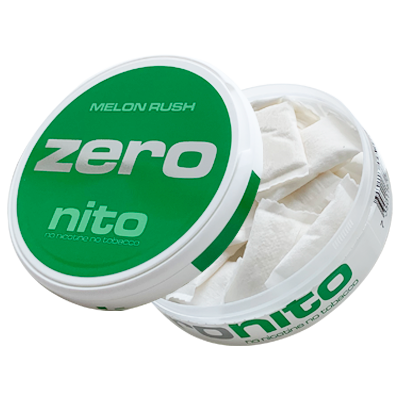 Zeronito Melon Rush åben Nikotinfri snus koffeinfri med smagen af vandmelon, hjælper til snusstop
