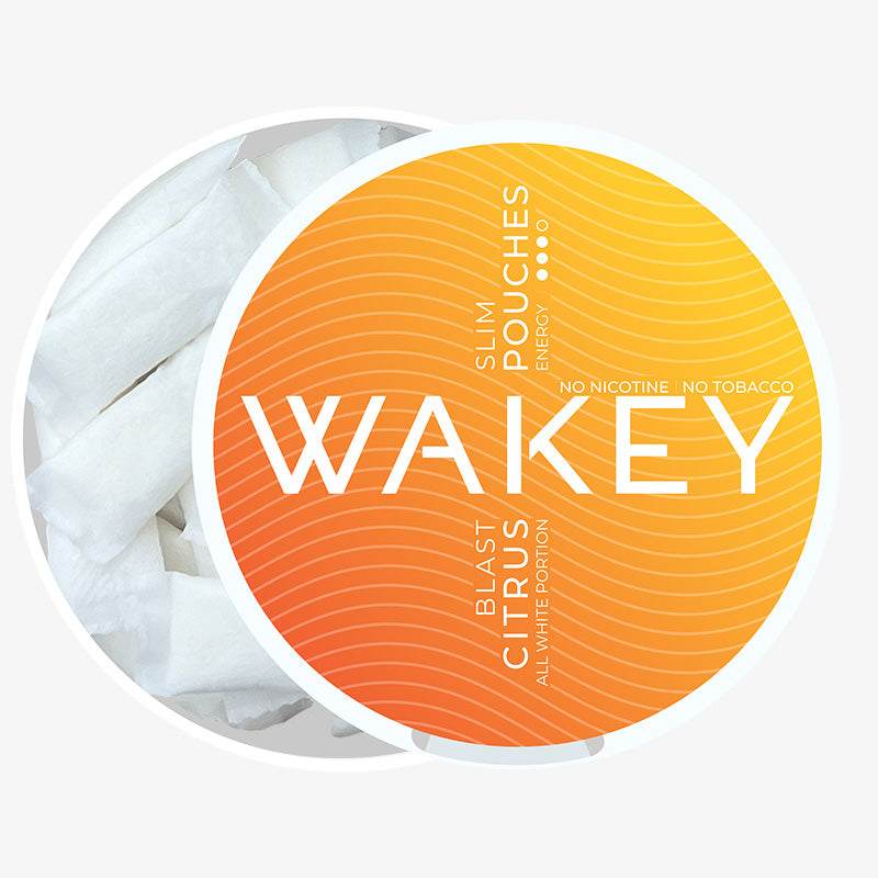 Wakey Energy Pouches, All White Slim nikotinfri snus med frugtig smag af citrus, hjælper til snusstop
