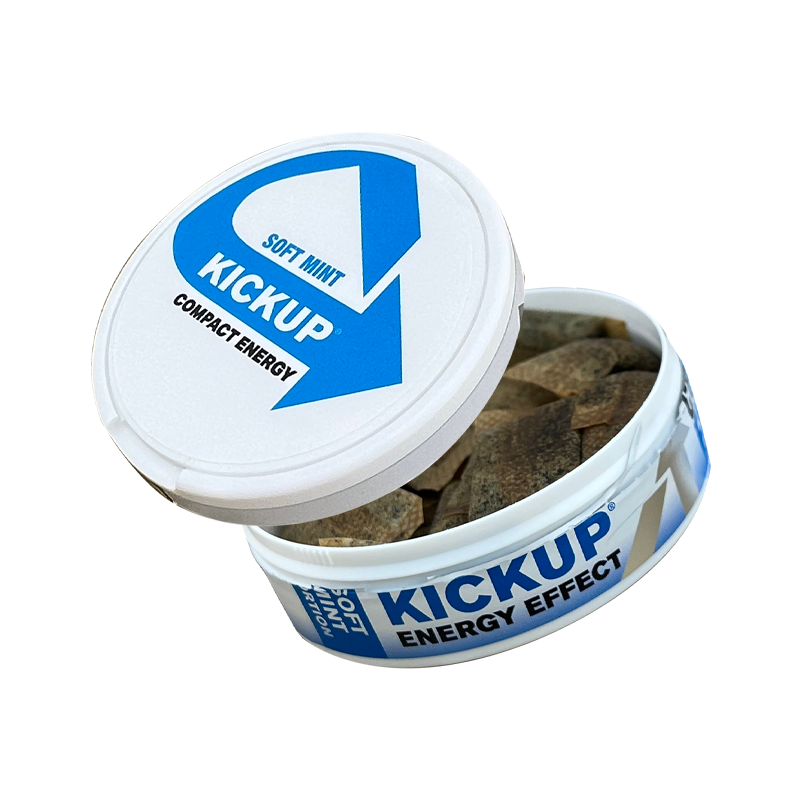 Kickup Soft Mint Original åben Nikotinfri Snus med koffein med smagen af cold dry, hjælper med snusstop